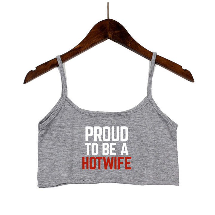 Damen Crop-Top mit modernen Schriftzügen und verstellbaren Trägern Drune