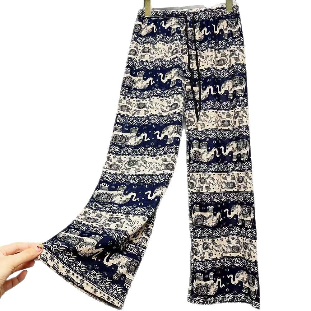 Damen Haremshose mit buntem Elefantenmuster Drune
