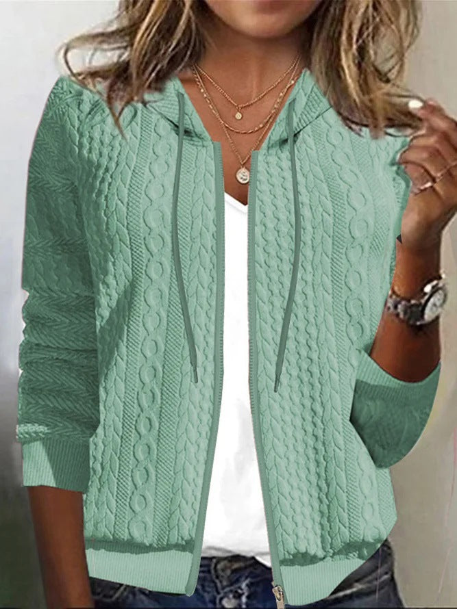 Damen Strickjacke mit Kapuze und strukturiertem Muster Drune