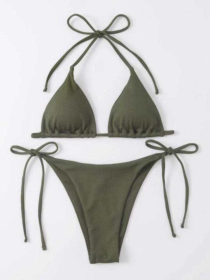 Damen Triangel-Bikini mit seitlichem Knoten und verstellbaren Trägern Drune