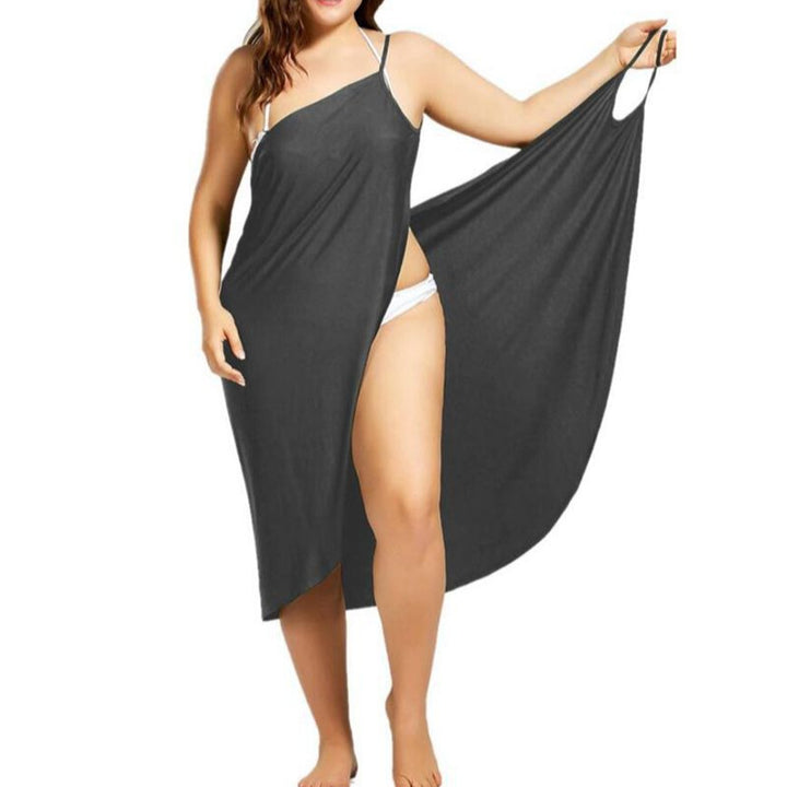 Damen nan vielseitiges Strand-Pareo-Wickelkleid mit Spaghettiträgern und asymmetrischem Saum Drune
