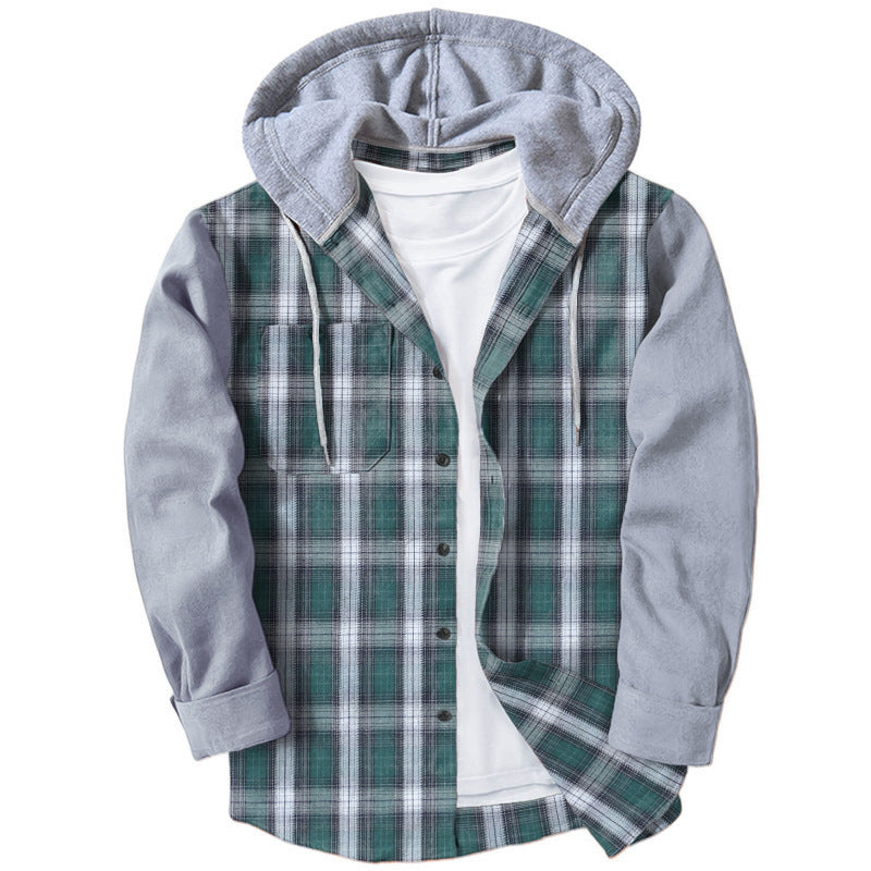 Herren Flanellhemd mit integriertem Kapuzenpullover und moderner Karomusterung Drune