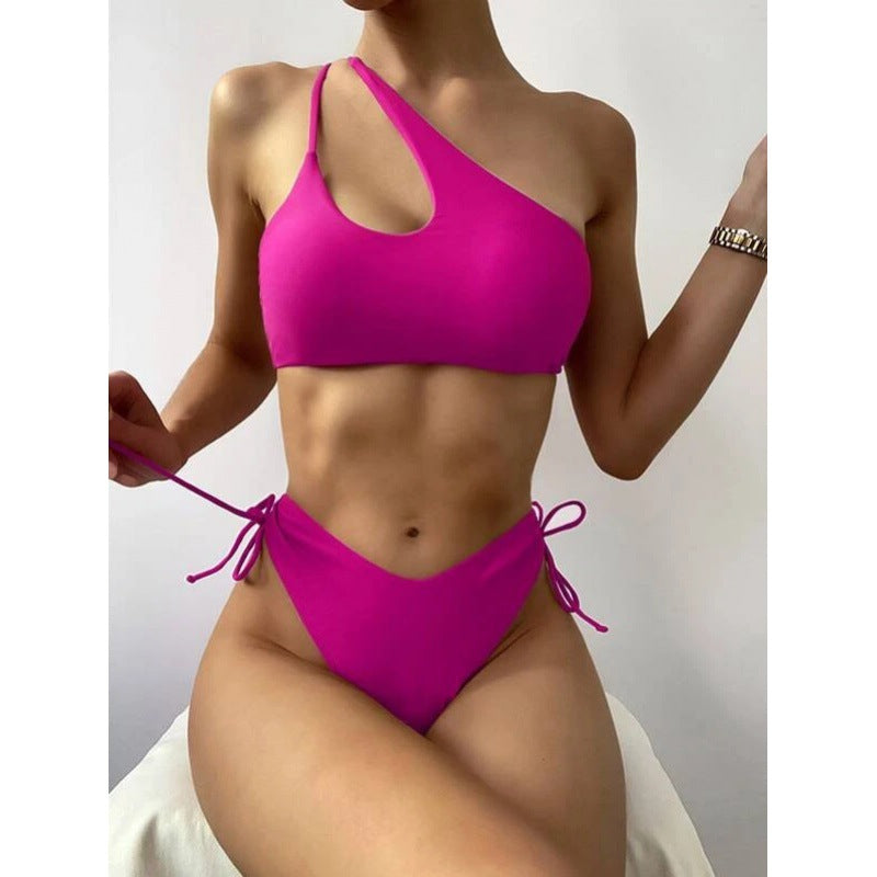 Damen Sportlicher Bikini mit asymmetrischem Oberteil und verstellbaren Trägern Drune