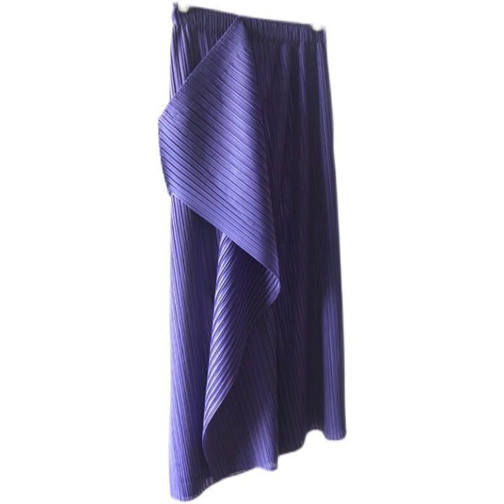 Damen Plissierter Midi-Rock mit asymmetrischem Saum Drune