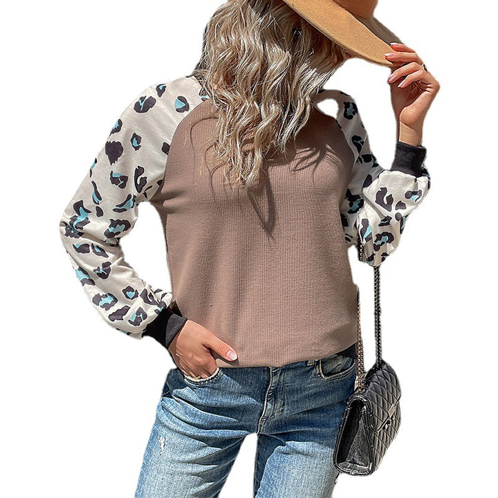 Damen Lockeres Sweatshirt mit Ballonärmeln, Raglan-Printeinsätzen und Strukturjersey Drune