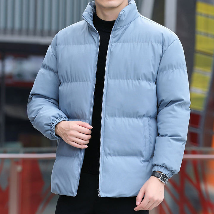 Herren Kurz geschnittene gesteppte Thermojacke mit Stehkragen, Zwei‑Wege Reißverschluss und elastischen Bündchen Drune