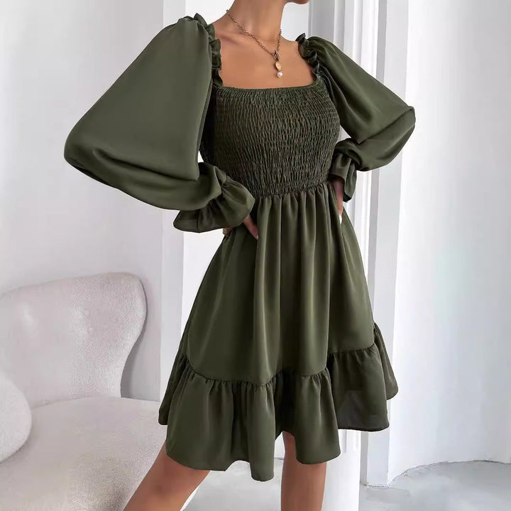 Damen Luftiges Minikleid mit Puffärmeln und Rüschendetails Drune