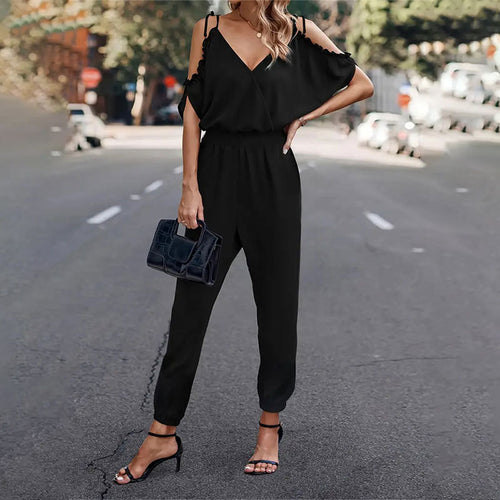 Damen Eleganter Overall mit rüschendetails und praktischem Gummizug Drune