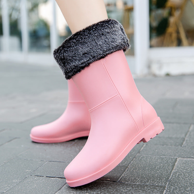 Damen Mittelhohe nahtlose Regenstiefelette aus flexiblem Vollgummi mit griffiger Profilsohle Drune