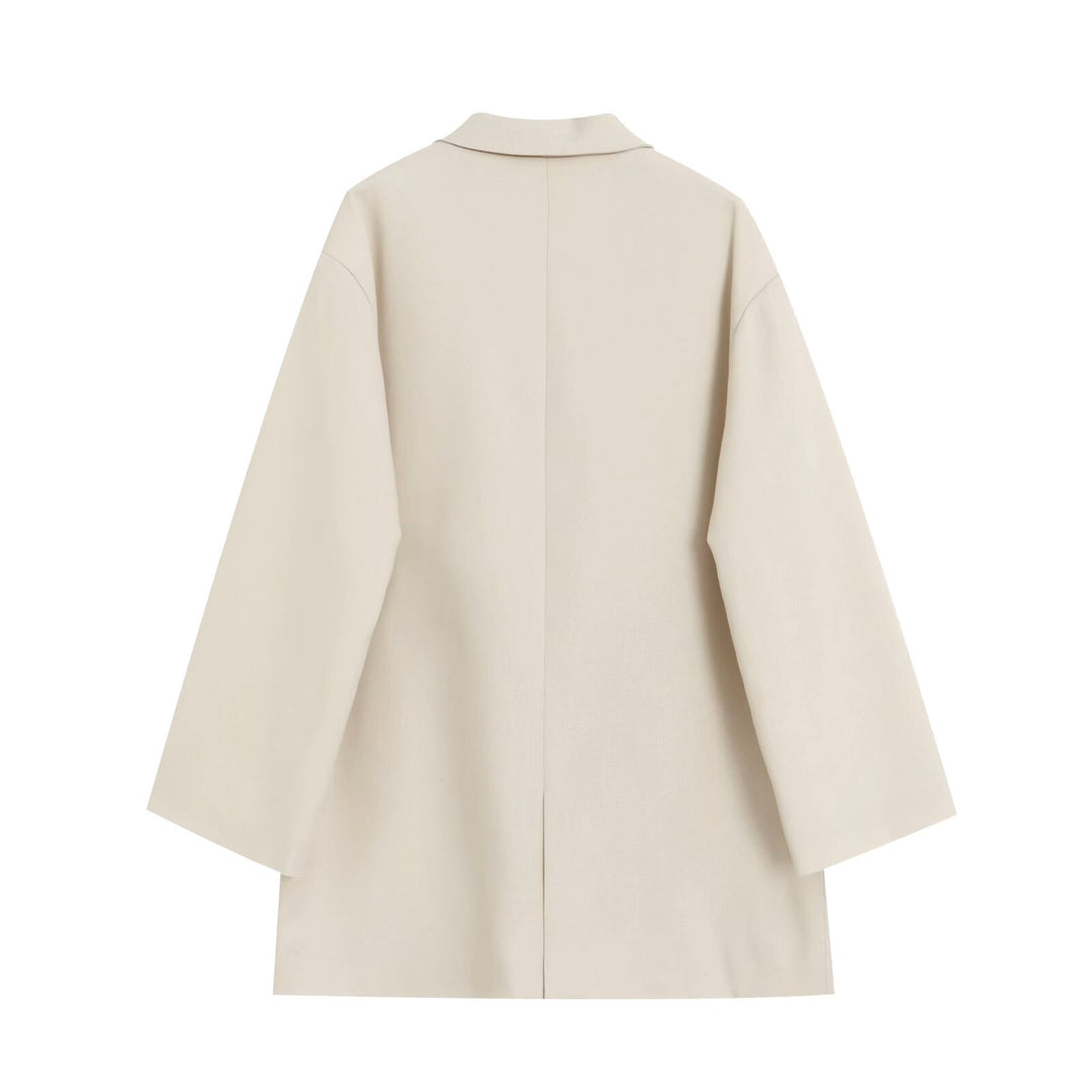 Damen Oversize Doppelreihiger Blazer mit tiefem Revers und Paspeltaschen Drune