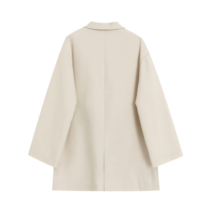 Damen Oversize Doppelreihiger Blazer mit tiefem Revers und Paspeltaschen Drune