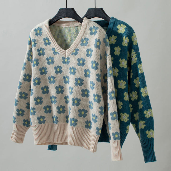 Drune | Strickpullover mit Blumenmuster