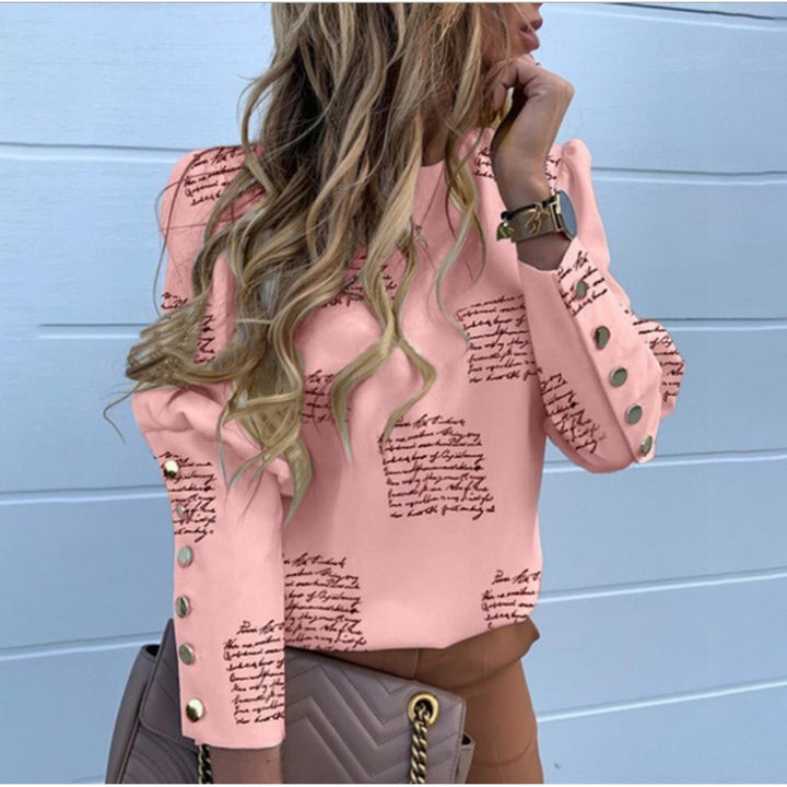Damen Leichte Bluse mit Leopardenprint, Ballonärmeln und Zierknopfleiste Drune