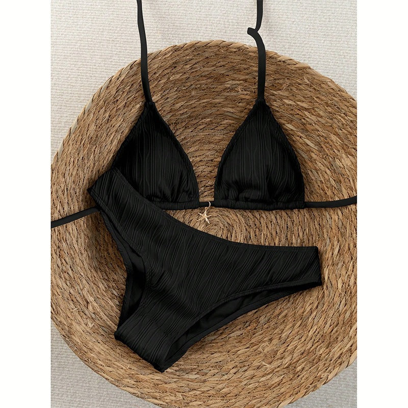 Damen Triangel-Bikini mit strukturiertem Oberteil und hoher Taille Drune