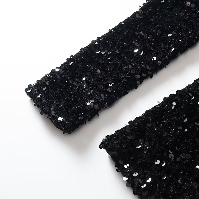 Damen Paillettenbesetztes Samt‑Minikleid mit schmeichelnder Korsage und ausgestelltem Rock Drune