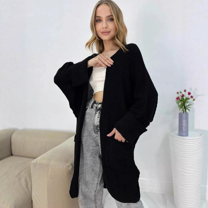Damen Grobstrick-Cardigan mit weit geschnittenen Ärmeln und großzügigen Taschen Drune