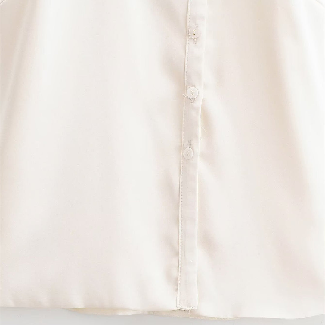 Damen Halterneck Bluse mit eleganter Knopfleiste Drune
