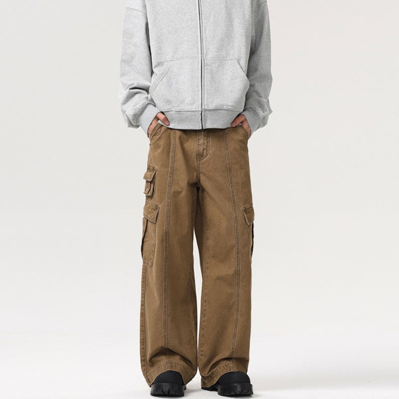 Herren weite Cargo-Hose aus robustem Baumwoll-Twill mit Utility-Taschen Drune