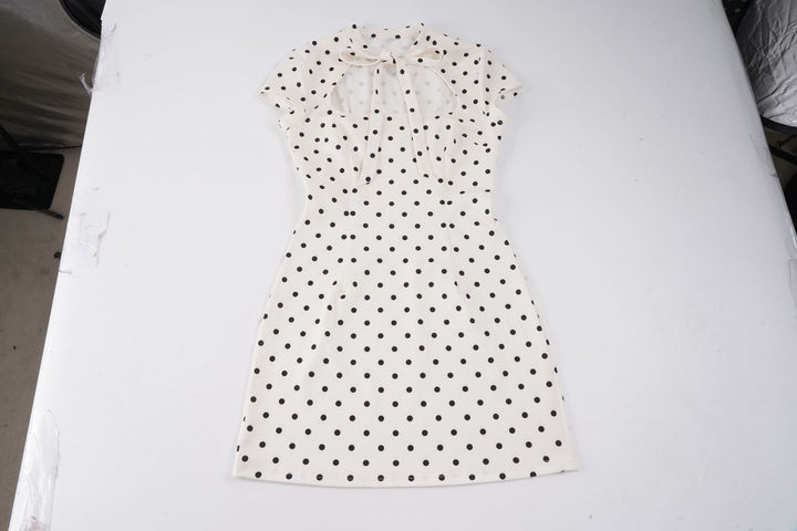 Damen Kleid mit Polka-Dots und hohem Kragen Drune