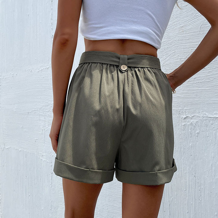 Damen Shorts mit elegantem Bund und modischen Falten Drune