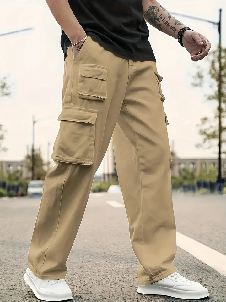 Herren Oversized Cargohose mit verstärkten Klappfächern und geradem Bein Drune
