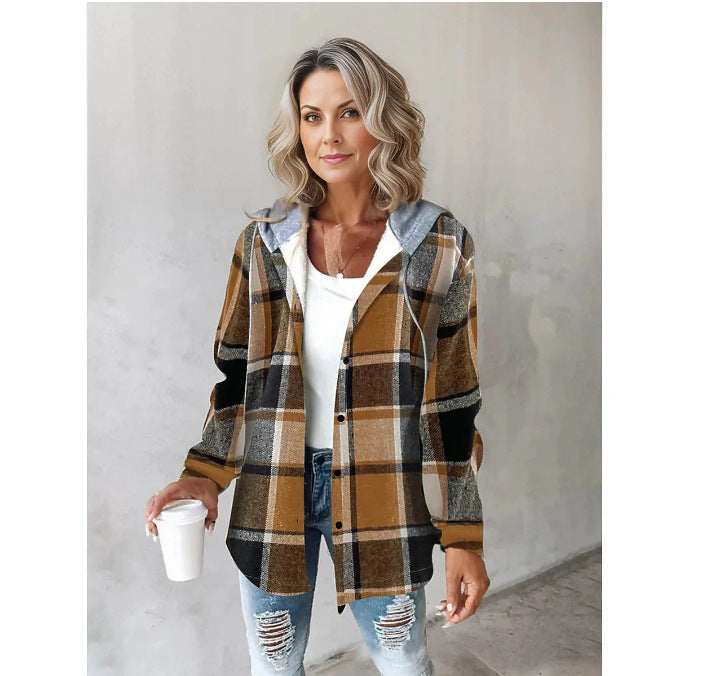 Damen Kapuzencardigan mit Streifen und Druckknopfblende Drune