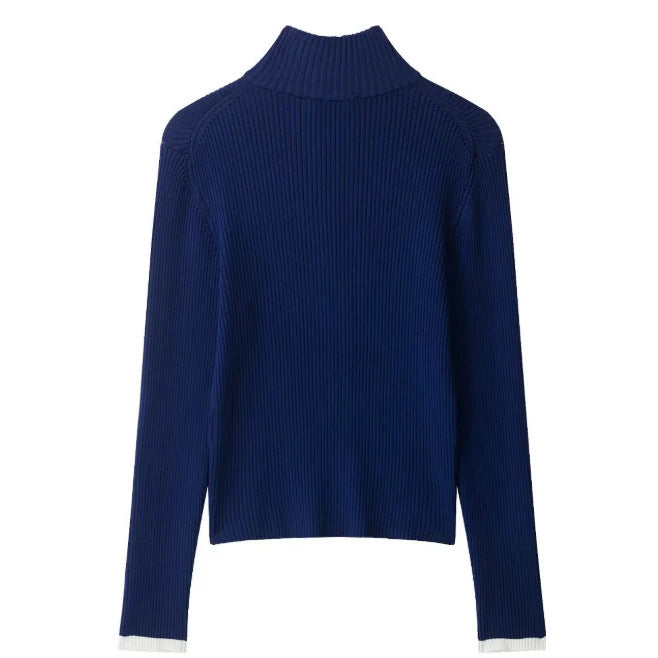 Damen Gerippter Zip-Cardigan mit Stehkragen und feiner Struktur Drune