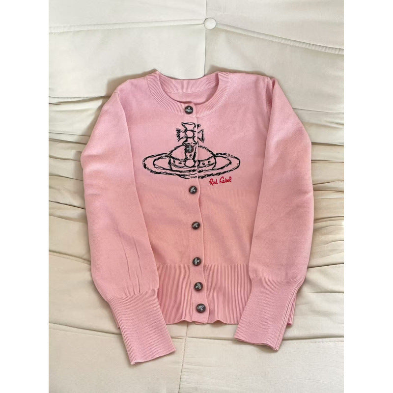 Damen Verspielte Strickjacke mit Knopfleiste Drune