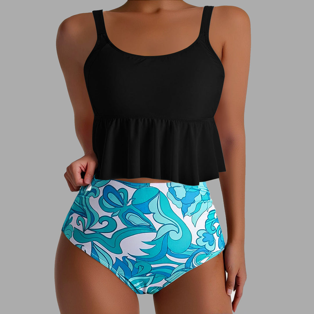 Damen Tankini-Set mit floralen Akzenten und Rüschen Drune