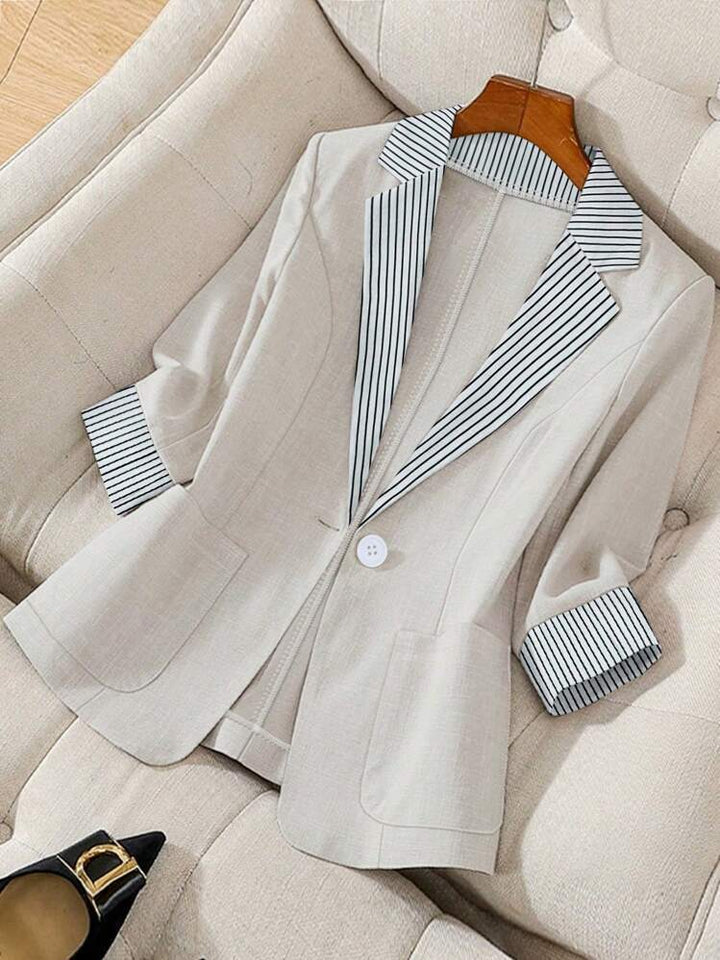 Damen elegante Leinenblazerjacke mit lässigem Schnitt Drune