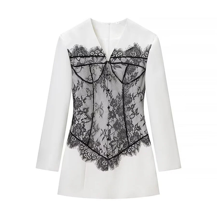 Damen nan Blazer mit integrierter Spitzen‑Corsage und taillierter Silhouette Drune