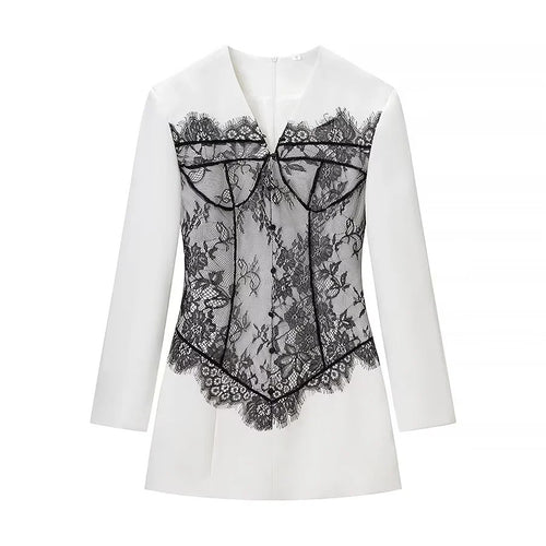 Damen nan Blazer mit integrierter Spitzen‑Corsage und taillierter Silhouette Drune