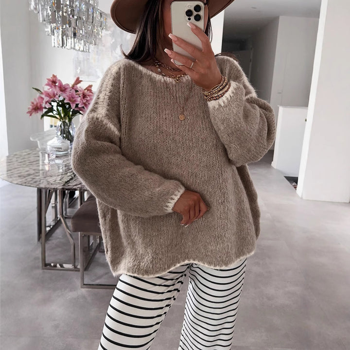 Damen Übergroßer Strickpullover mit luftigen Ärmeln Drune