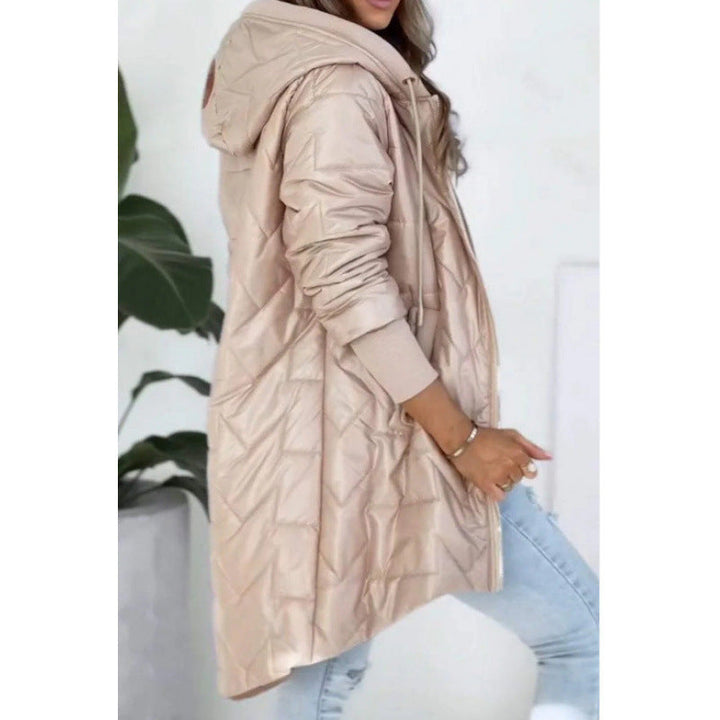 Damen Lässige Steppjacke mit Kapuze und großen Taschen Drune