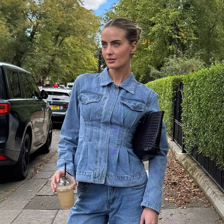 Damen Taillierte Jeansjacke mit konturierenden Abnähern Drune