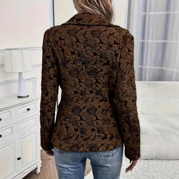 Damen Taillierter Jacquard-Blazer mit floralem Reliefmuster Drune