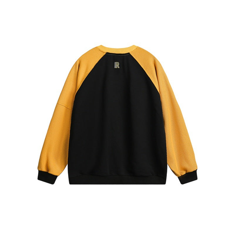 Unisex Oversize-Sweatshirt mit Raglanärmeln, Kontrasteinsätzen und Grafikprint Drune