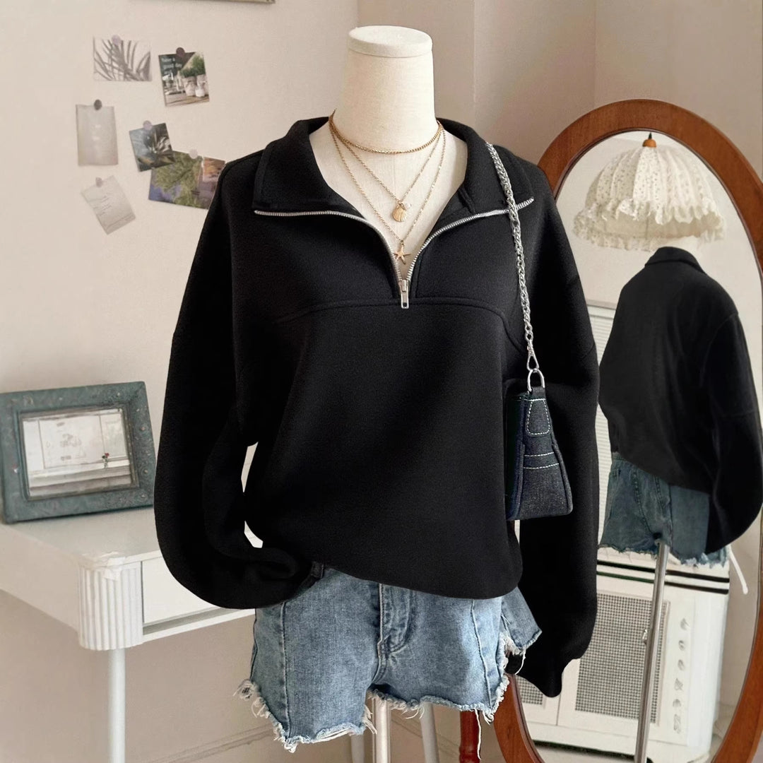 Damen Sweatshirt mit hohem Kragen Drune