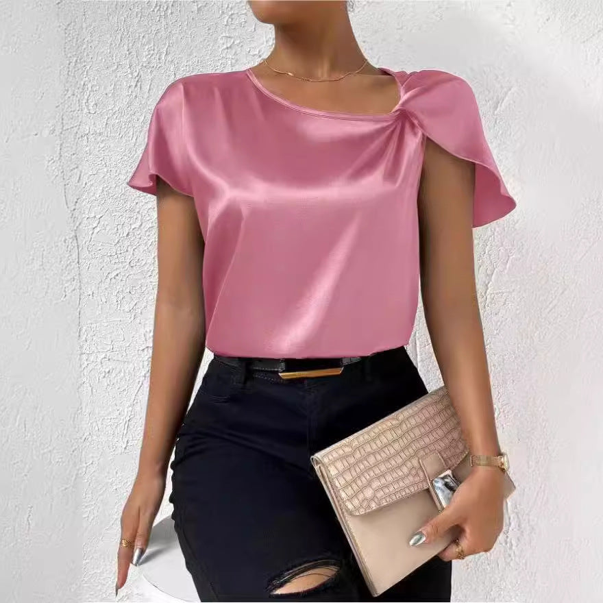 Drune | Satin Twist einfarbiger lockerer vielseitiger Top