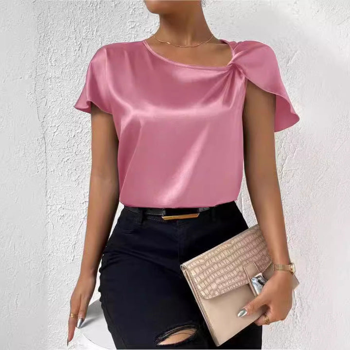 Drune | Satin Twist einfarbiger lockerer vielseitiger Top