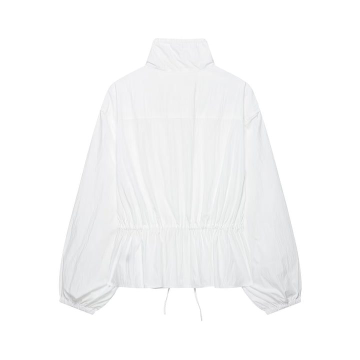 Damen Ultralight Cropped Anorak mit Tunnelzugtaillierung, Ballonärmeln und hohem Stehkragen Drune