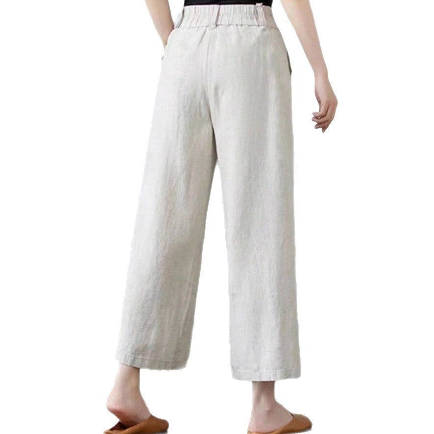 Damen Weite Leinenhose mit hohen Bund Drune