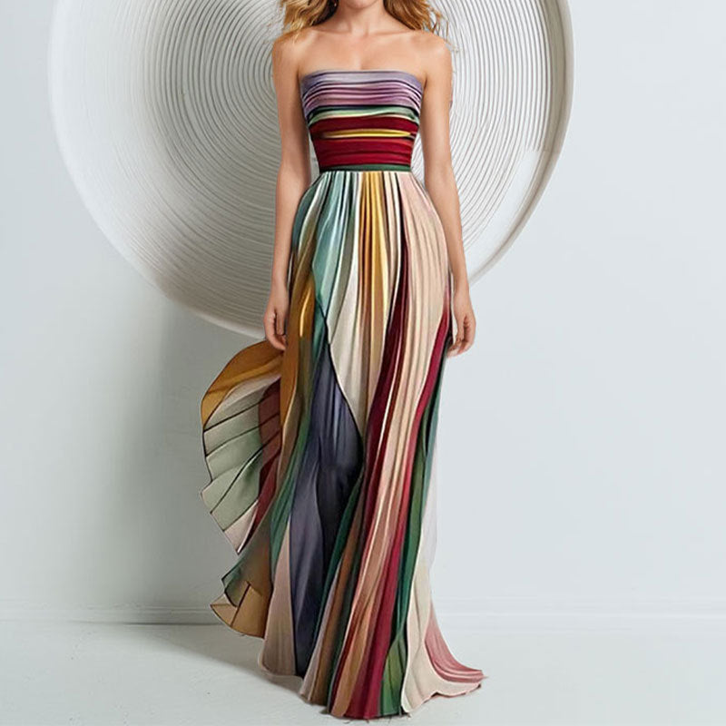Damen Maxikleid mit fließendem Schnitt und raffinierten Farbverläufen Drune