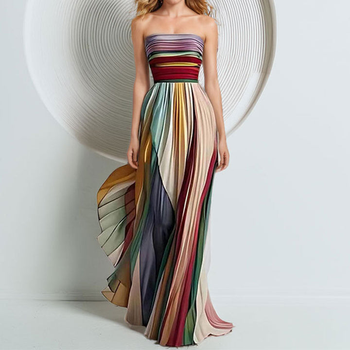 Damen Maxikleid mit fließendem Schnitt und raffinierten Farbverläufen Drune