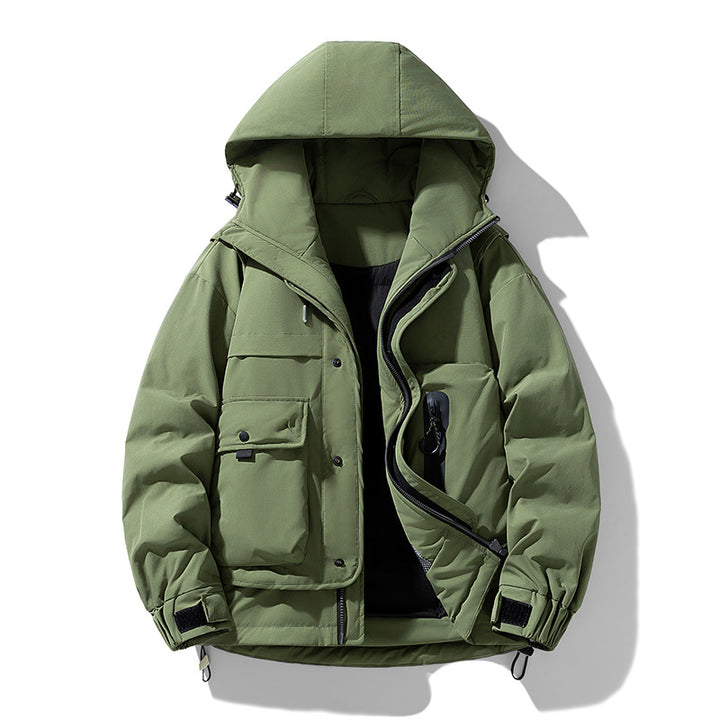 Herren wattierte Kapuzen-Fieldjacke mit Multifunktionstaschen Drune