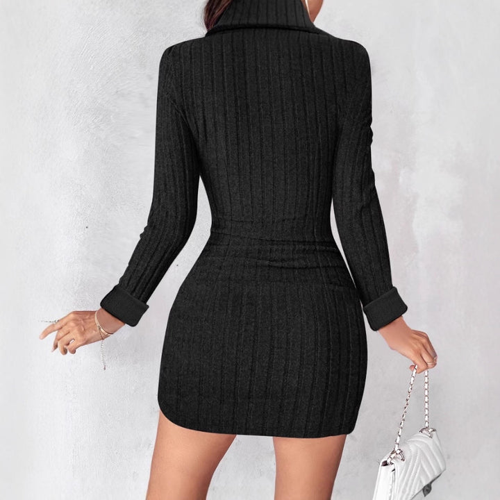 Damen Wickelkleid mit strukturiertem Design und eleganten Knopfdetails Drune