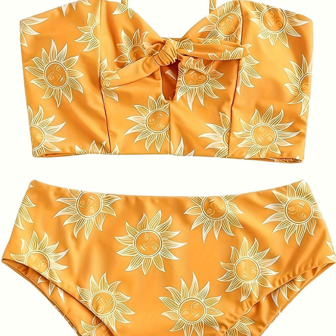 Damen Bikiniset mit strukturiertem Oberteil und hoch geschnittenem Hosenrock Drune