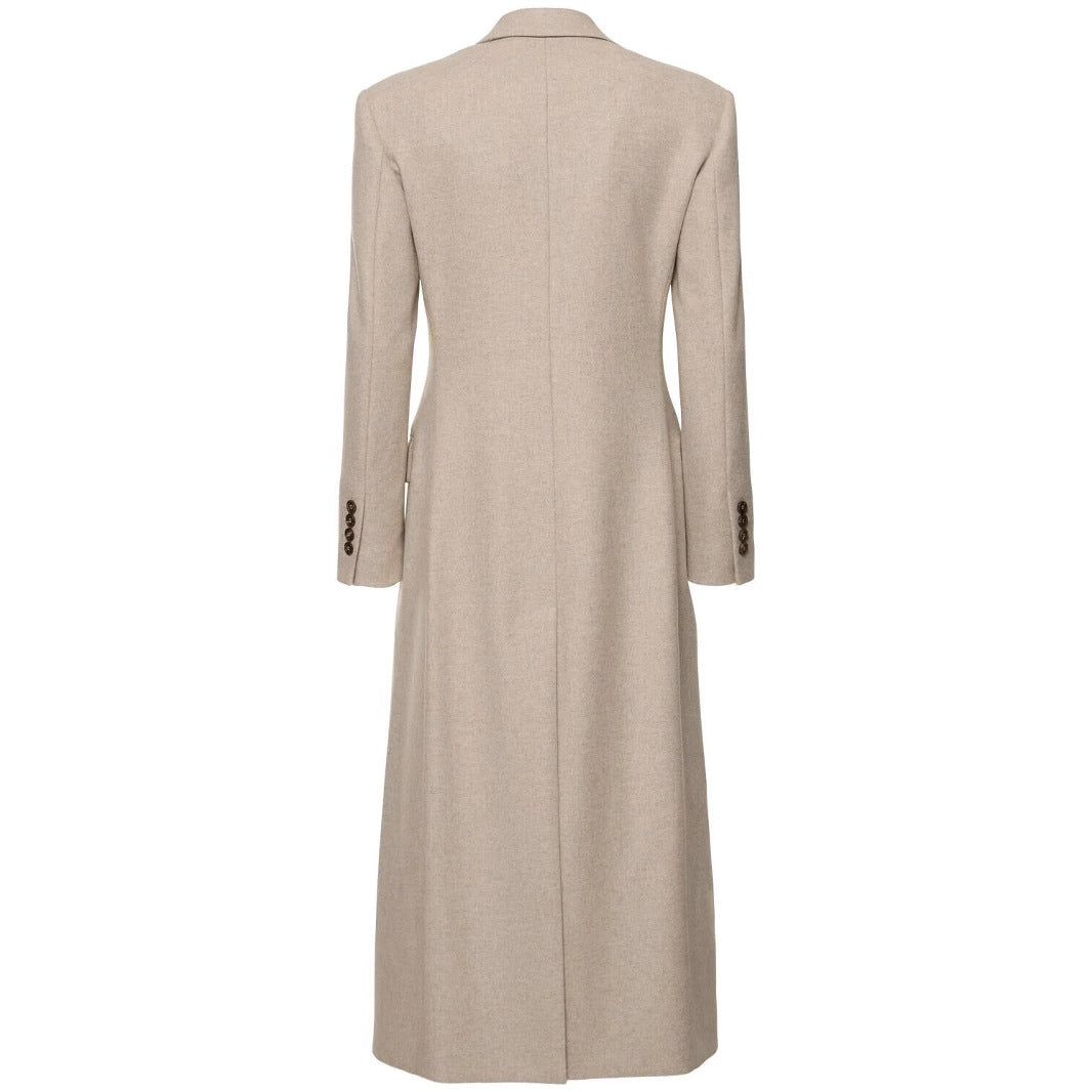 Damen Taillierter Longline Wollmixmantel mit schlanker Silhouette und Einreihiger Knopfleiste Drune