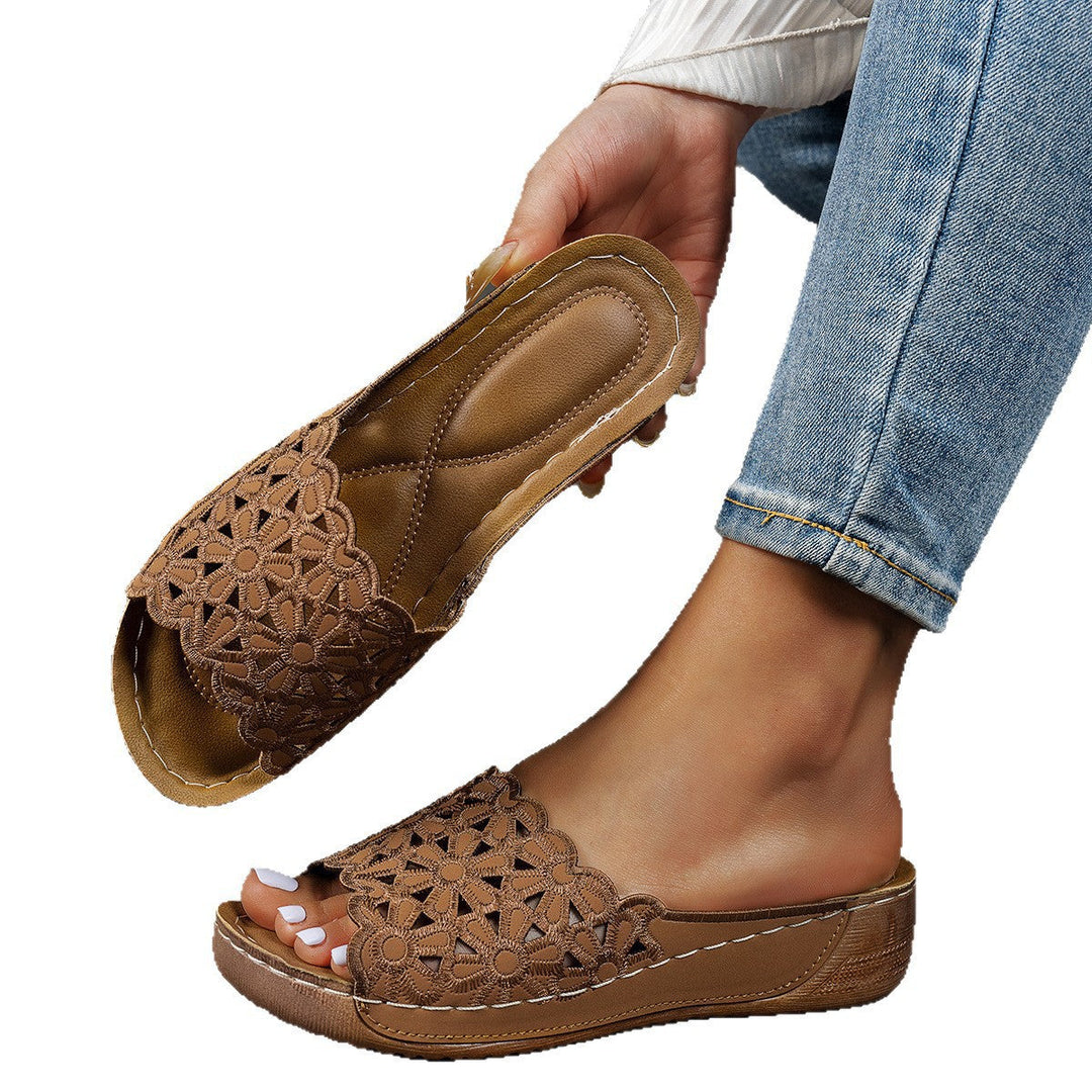 Damen Bequeme Pantoletten mit modischem Blumendesign Drune