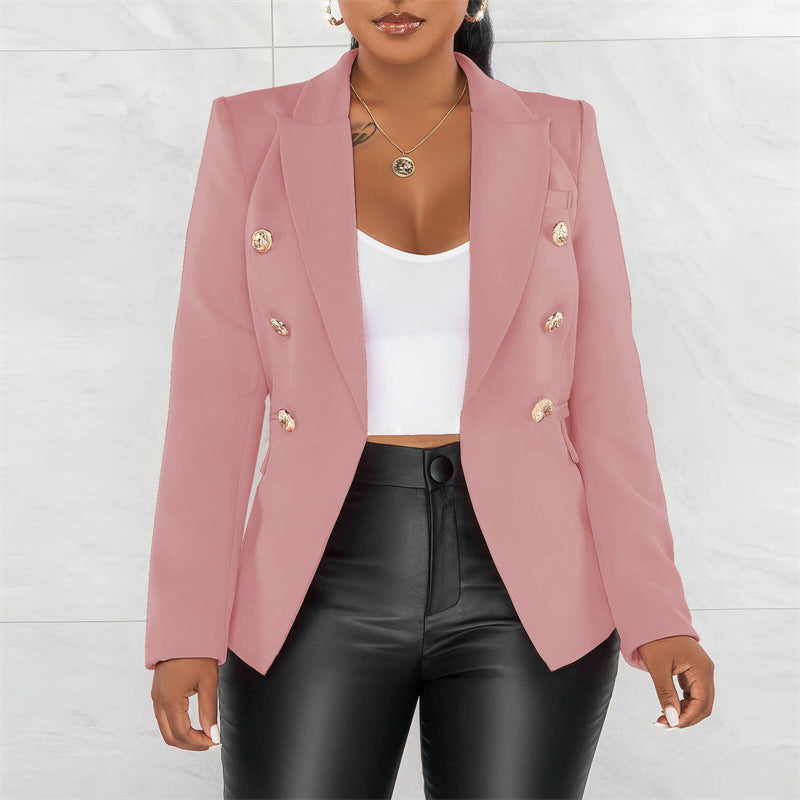 Damen Modischer Doppelt Gepknöpfter Blazer Drune